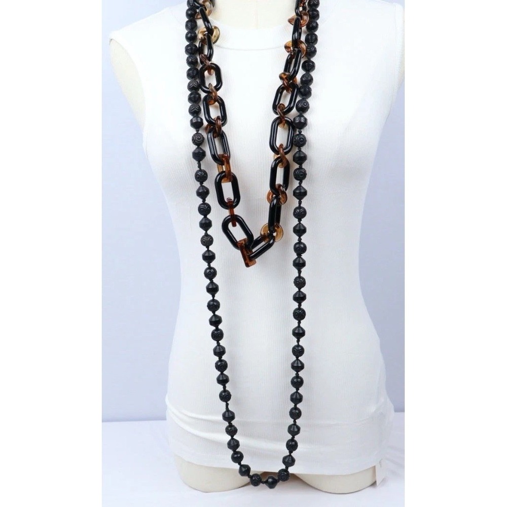 Boho Tribal Style Ethnic Wood Statement Chunky Jewelry Lot (16) Black Brown - Picture 6 of 12